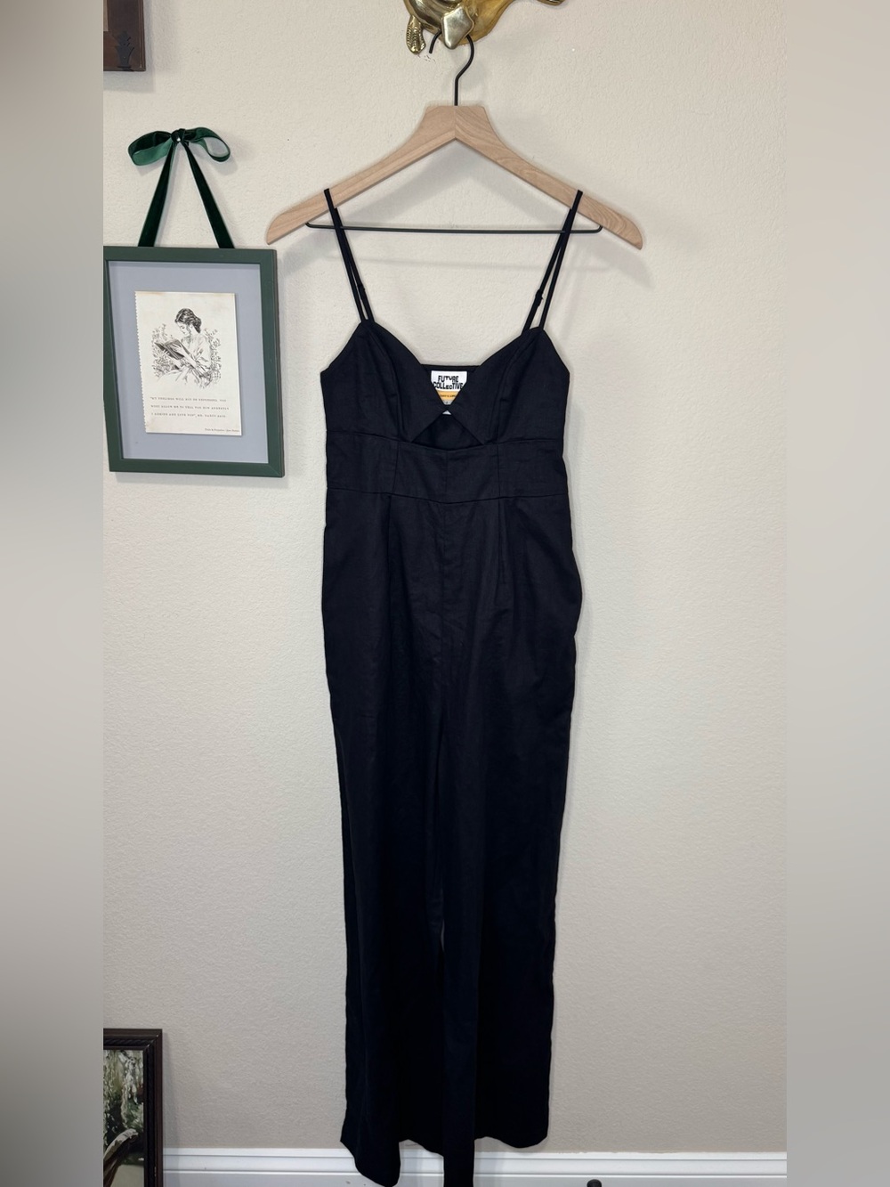 FUTURE COLLECTIVE | Jenny K. Lopez Black Spaghetti Strap Jumpsuit Size 0 / XS